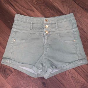High Waisted Green Refuge Shorts